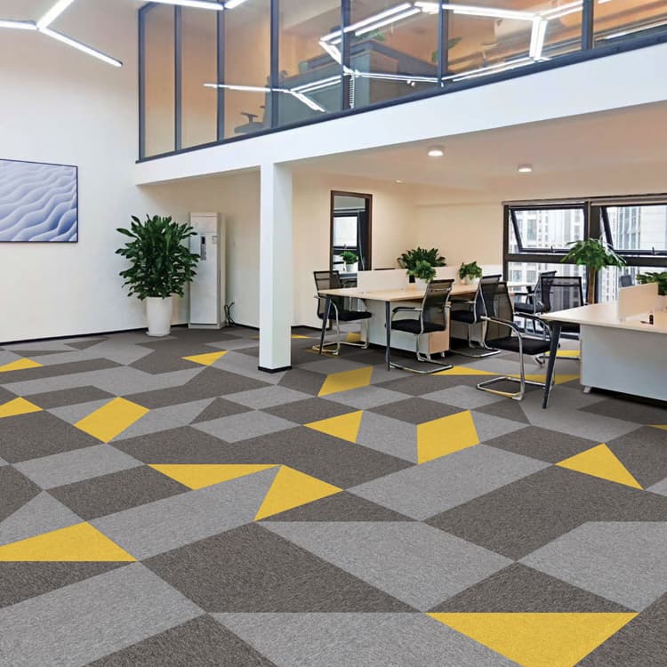 PVC Backing Plain Loop Pile Carpet Tiles For Office Flooring