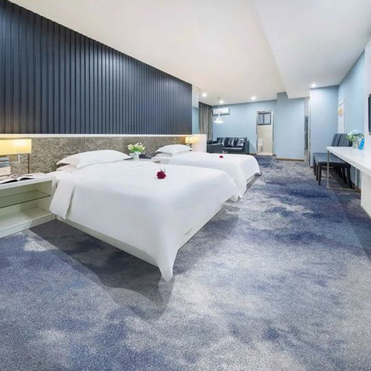 Blue Wall To Wall Printed Hotel Room Carpet